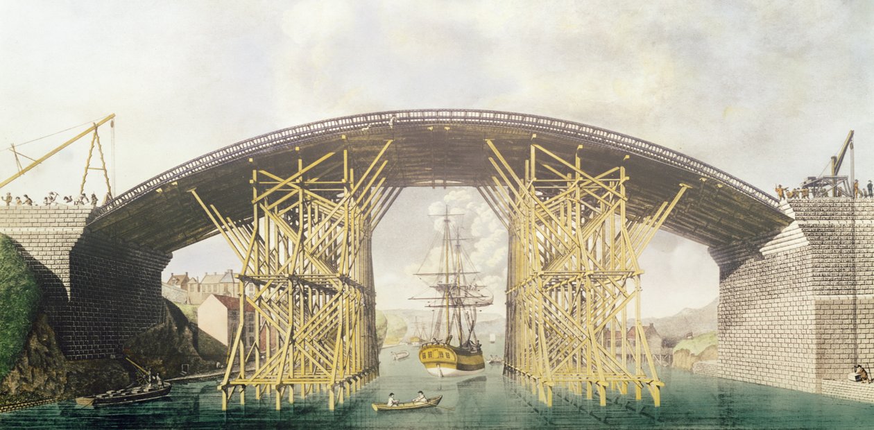 Jernbro over sliddet, 1796 (farvestik) swed av English School