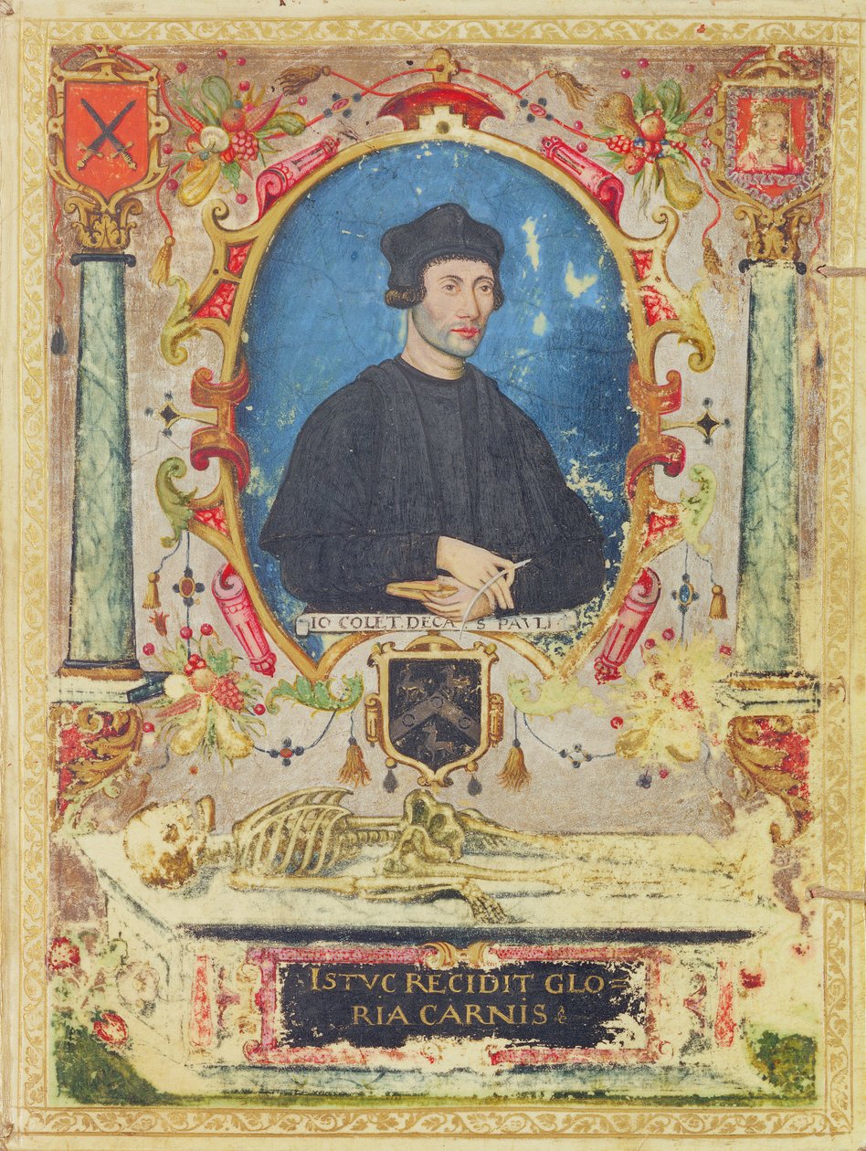 Minnesporträtt av John Colet (1467 – 1519), (tempera på veläng) av English School