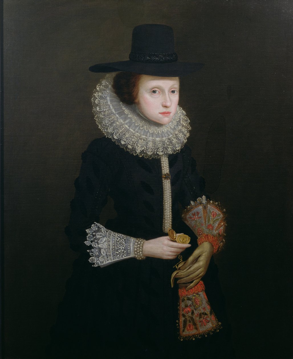 Porträtt av Hester Crispe (nee Irland), ca 1620 av English School