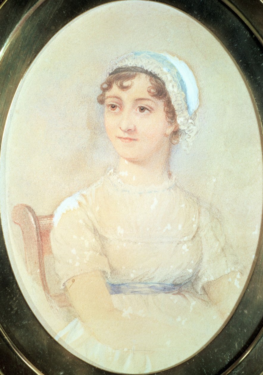 Porträtt av Jane Austen (1775-1817) av English School