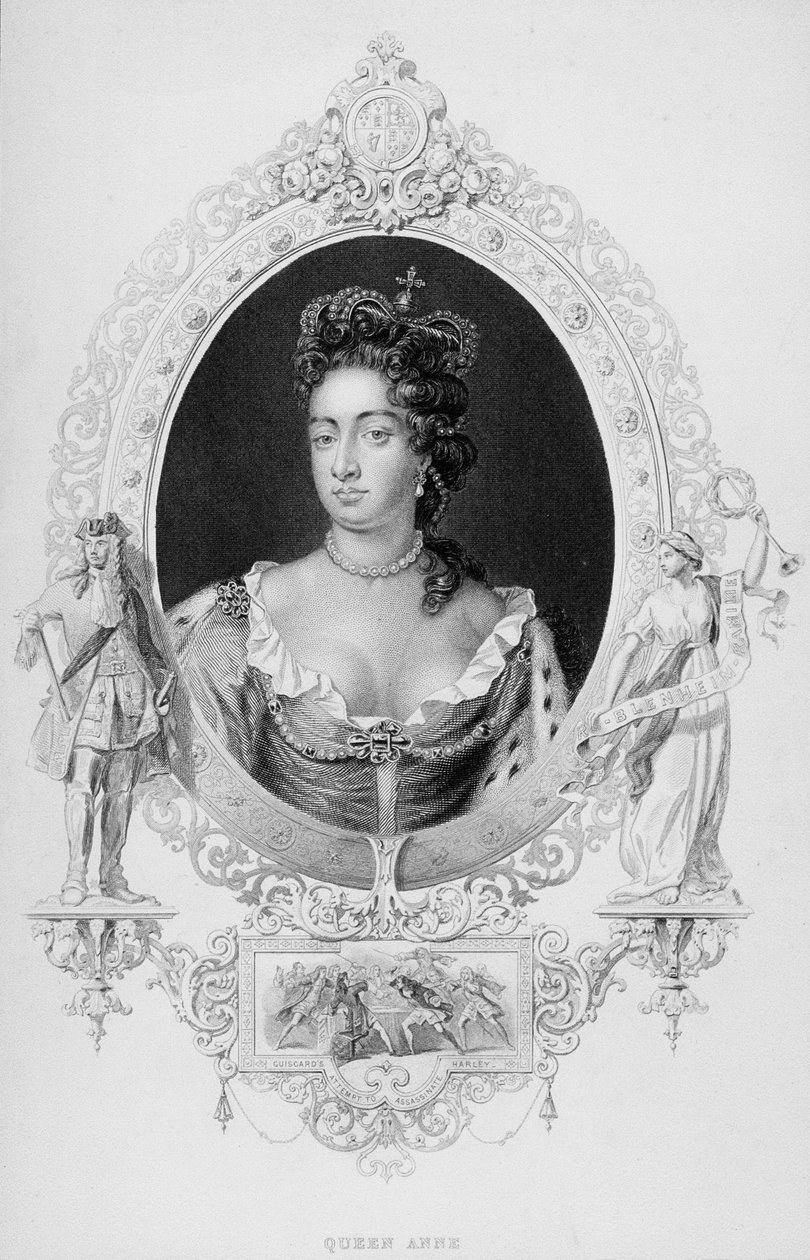 Porträtt av drottning Anne (1665-1714) av English School