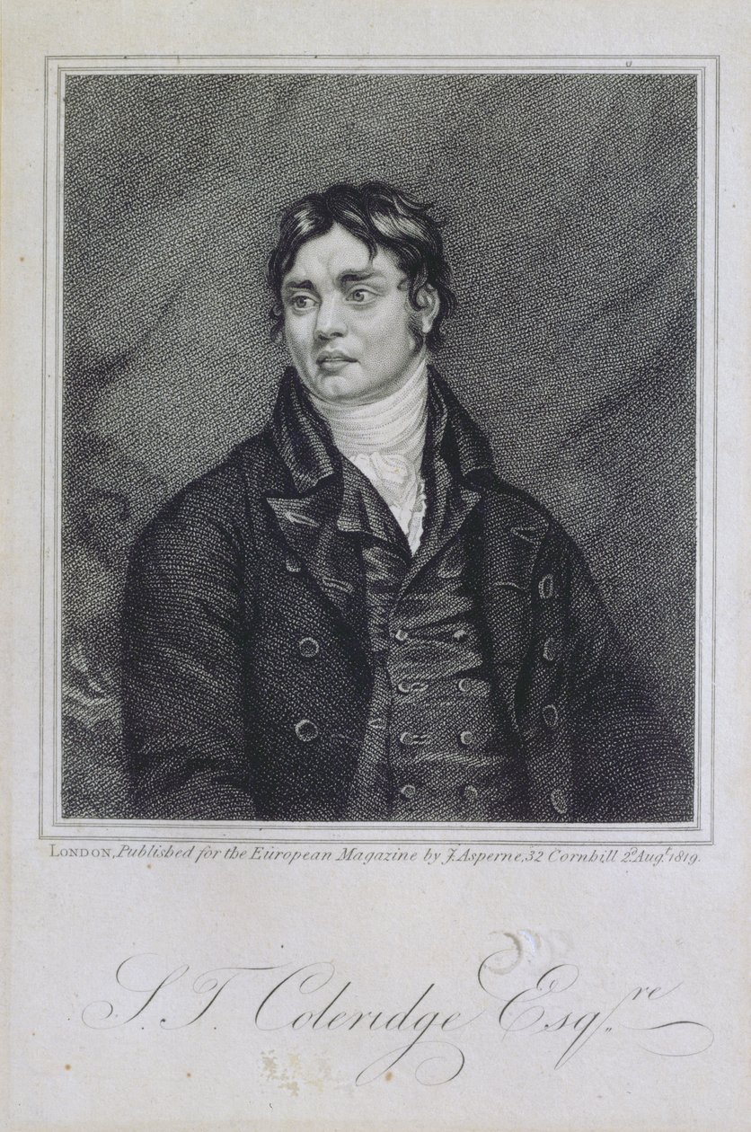 Porträtt av Samuel Taylor Coleridge (1772-1834) publicerad 1819 av English School