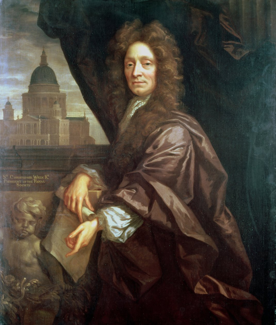 Porträtt av Sir Christopher Wren av English School