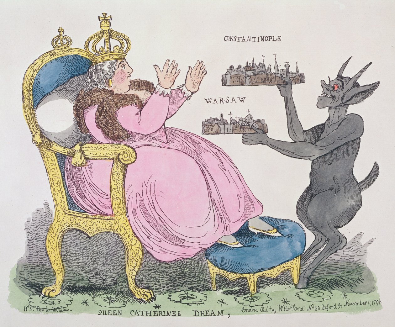 Drottning Katarinas dröm, 1791 (färgetsning) av English School