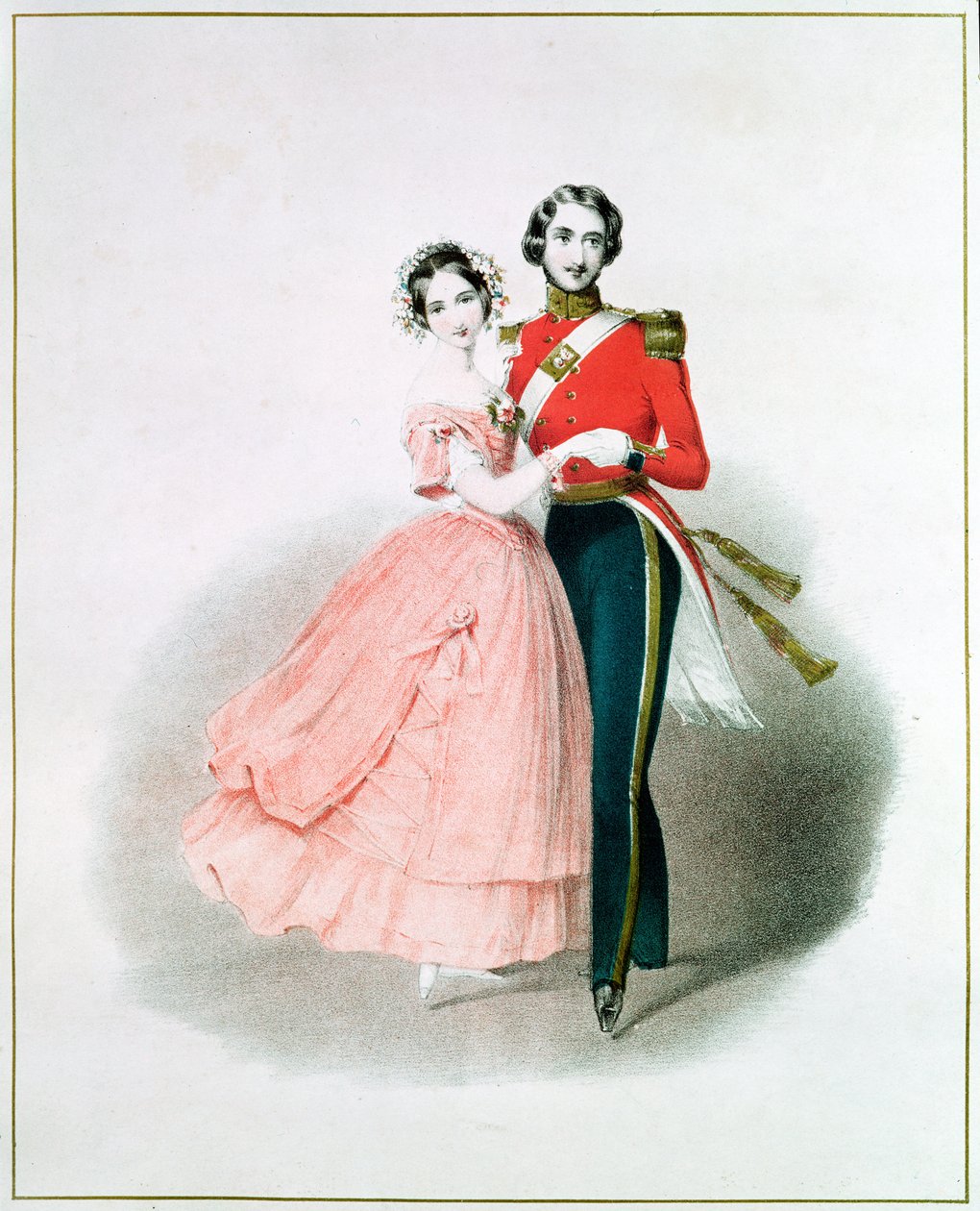 Drottning Victoria (1819-1901) och Prins Albert dansar (1819-61) av English School