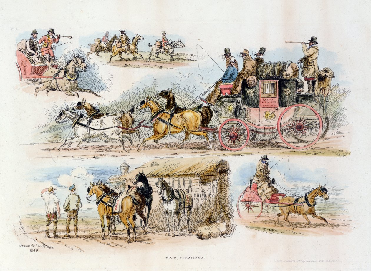 Road Scrapings, 1840 (färggravyr) av English School