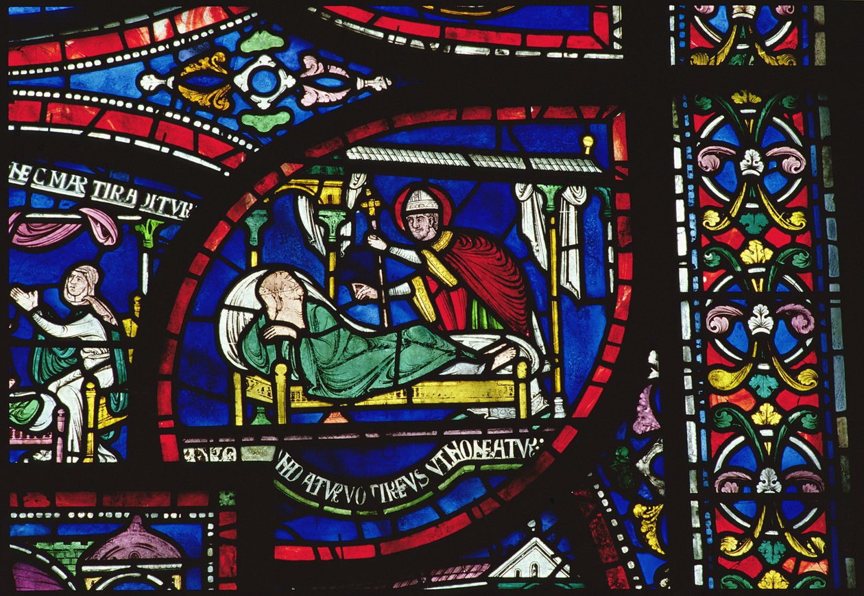 Scen från Life of St. Thomas a Becket, Trinity Chapel Windows, c.1220 av English School