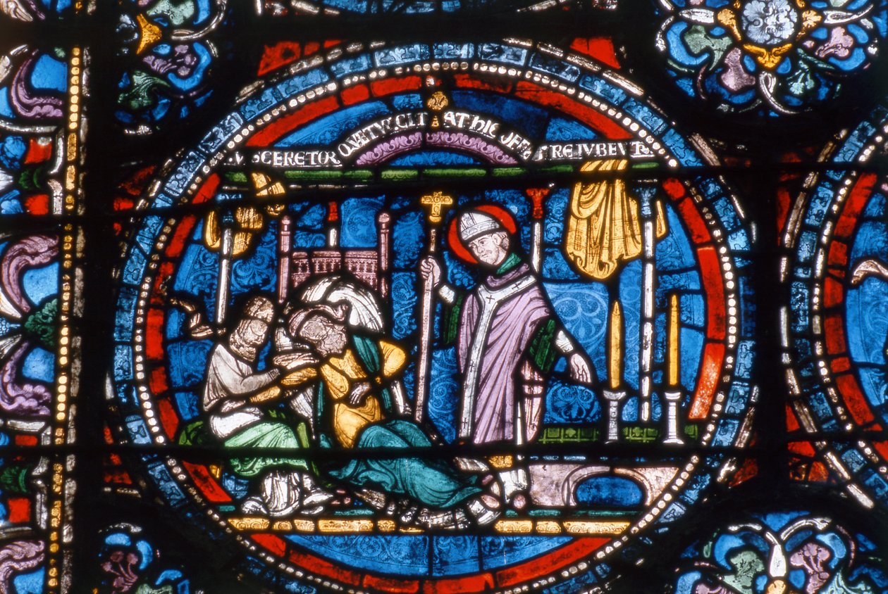 Scen från Life of St. Thomas a Becket, Trinity Chapel Windows, c.1220 av English School