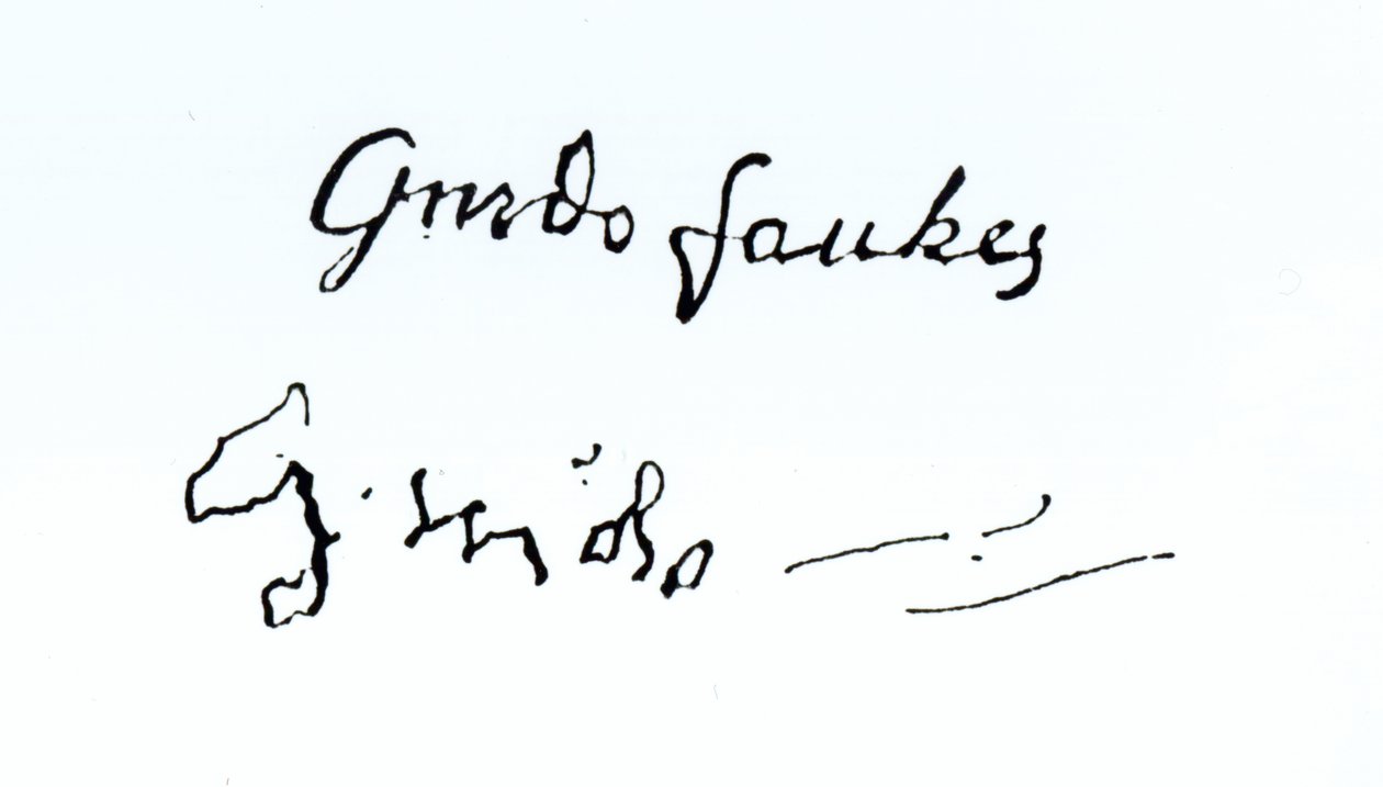 Signatur av Guy Fawkes (1570-1606) av English School