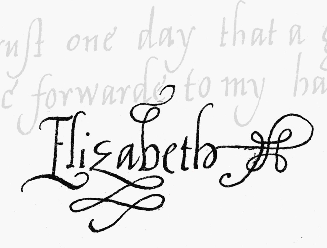 Drottning Elizabeth I:s namnteckning (1533-1603) av English School