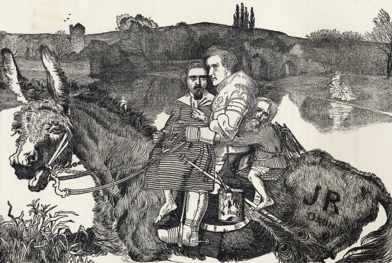 Sir Isumbras at the Ford, från "A Catalog of a Collection of Engravings, Etchings and Woodcuts", av Richard Fisher, publicerad 1879 av English School