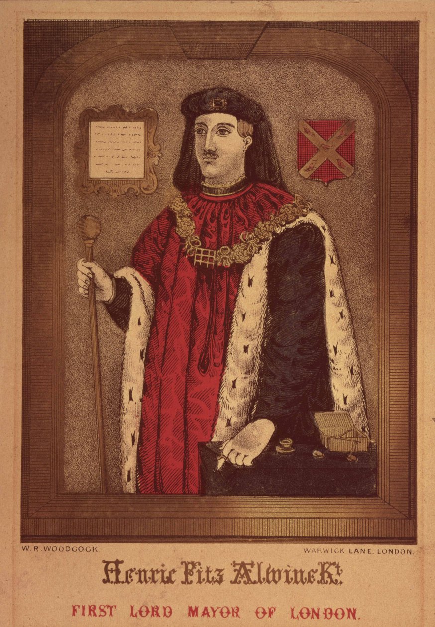 The First Lord Mayor of London av W. Woodcock (akvatint) av English School