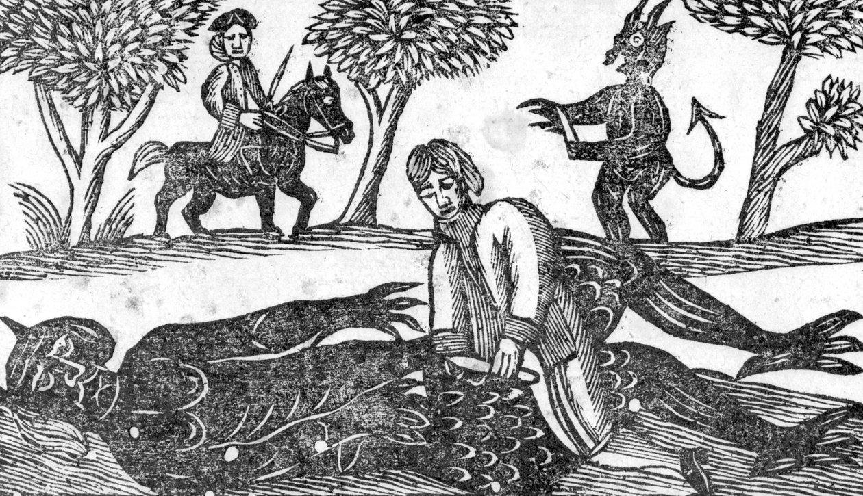 The Gelding of the Devil, en illustration från "A Book of Roxburghe Ballads" av English School