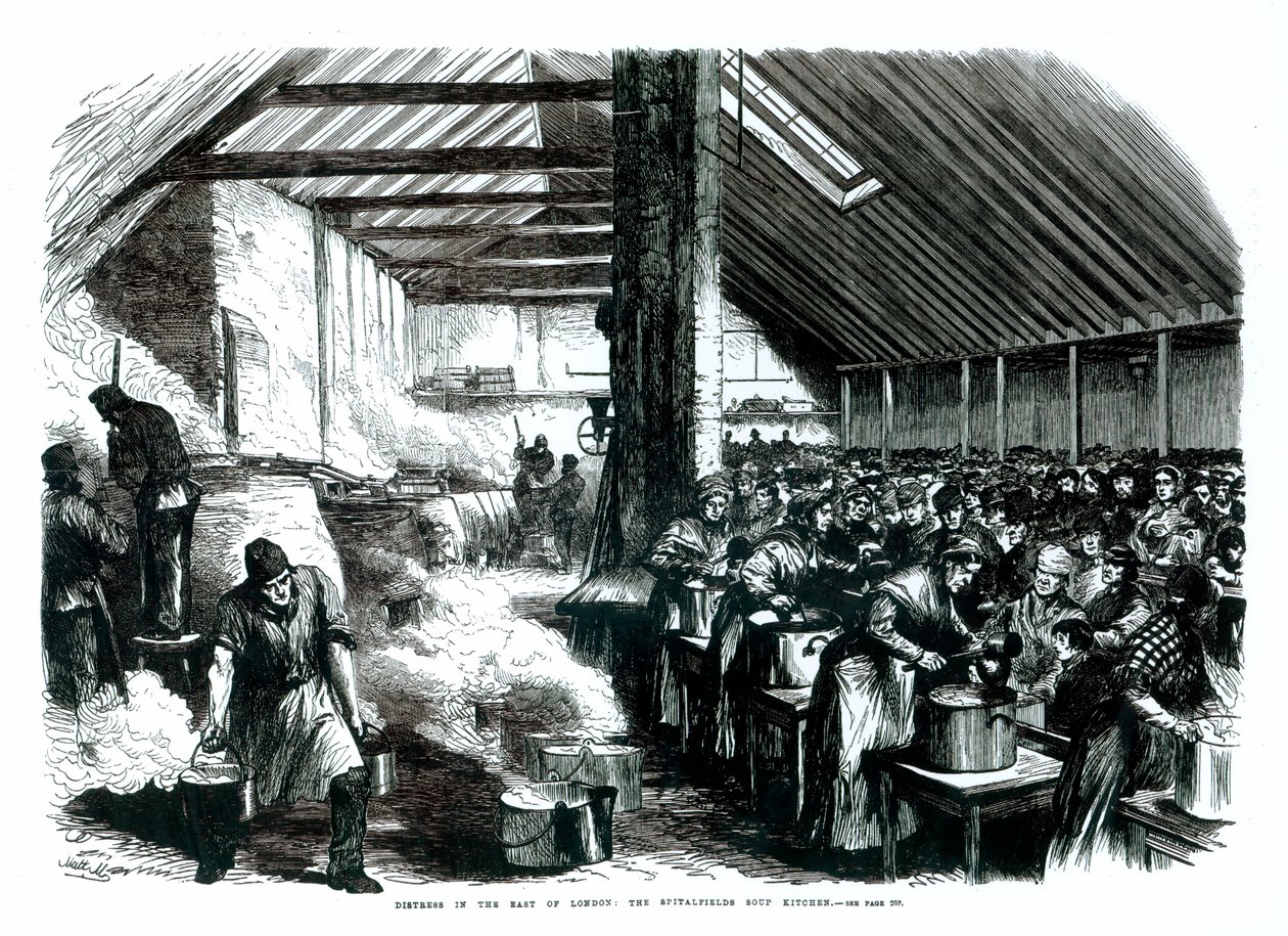 The Spitalfields Soup Kitchen, 1867 av English School