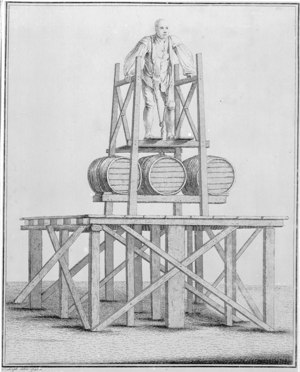 Thomas Topham Strongman lyfter vattentunnor som väger 1836lbs, 1741 av English School
