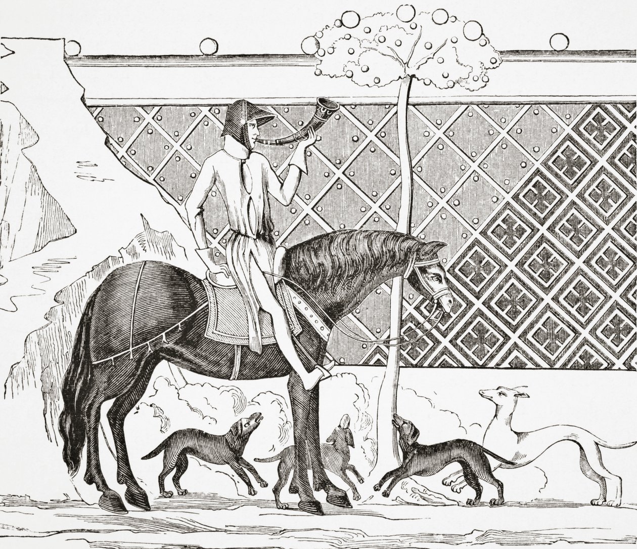 Tristan vid jakten, 1878 av English School