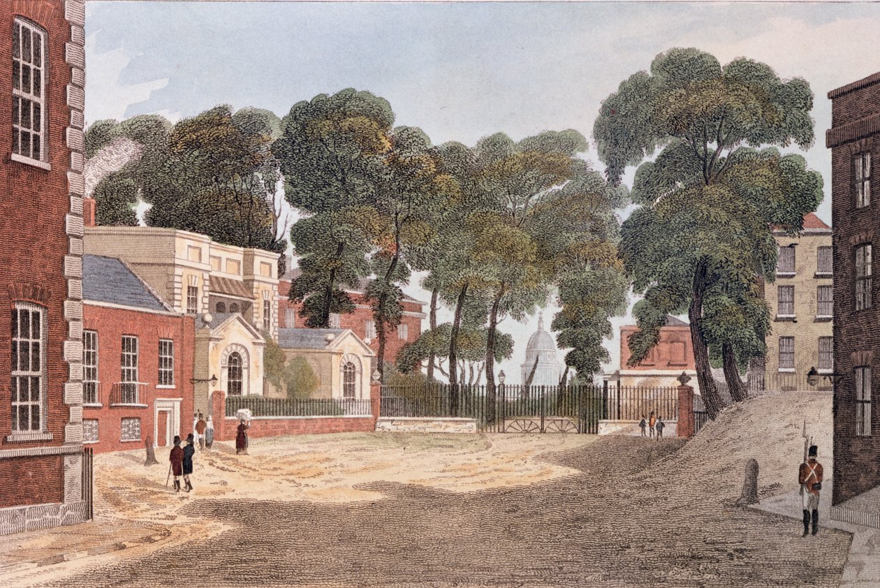 Vy över Whitehall Yard, illustration från 