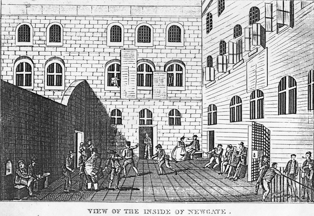 Utsikt över Newgates insida, 1809 av English School