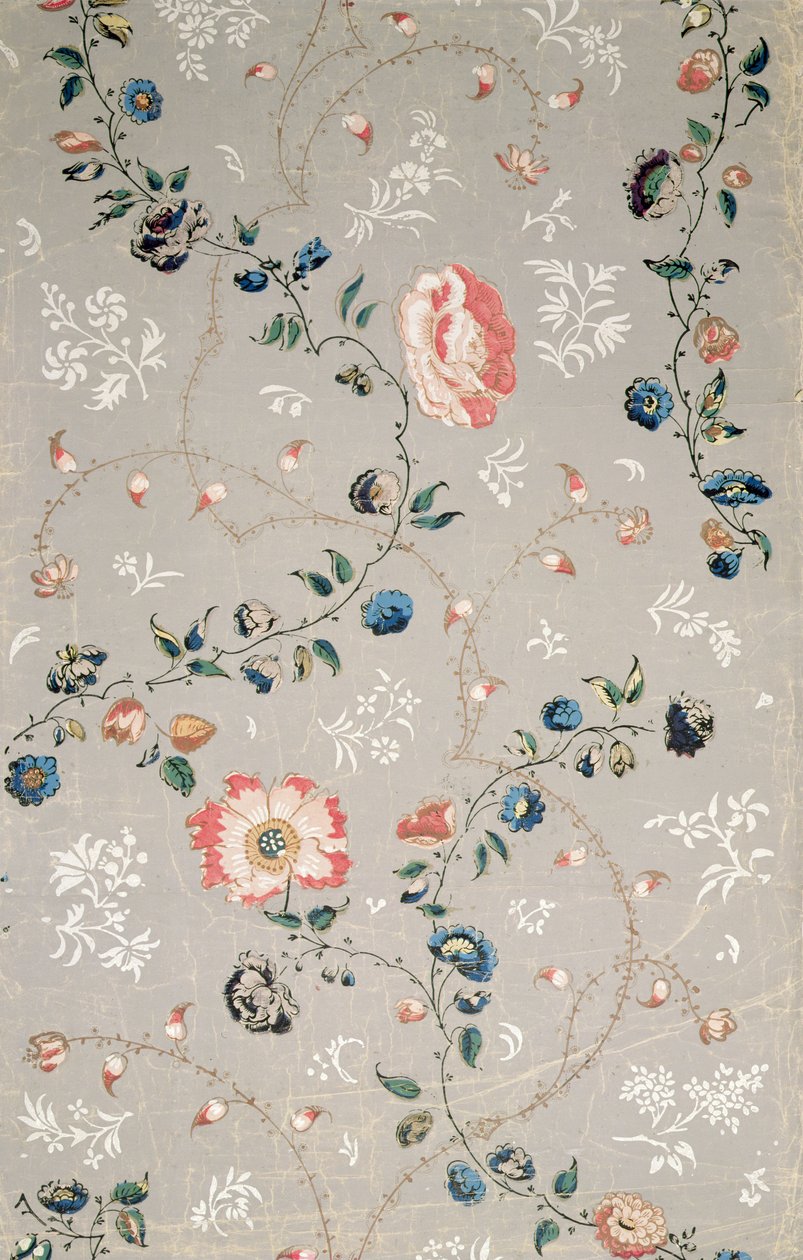 Tapetdesign med spridda blommor av English School
