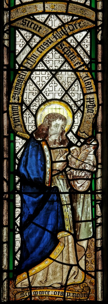 Fönster s5 som visar evangelisten: St Mark (målat glas) av English School