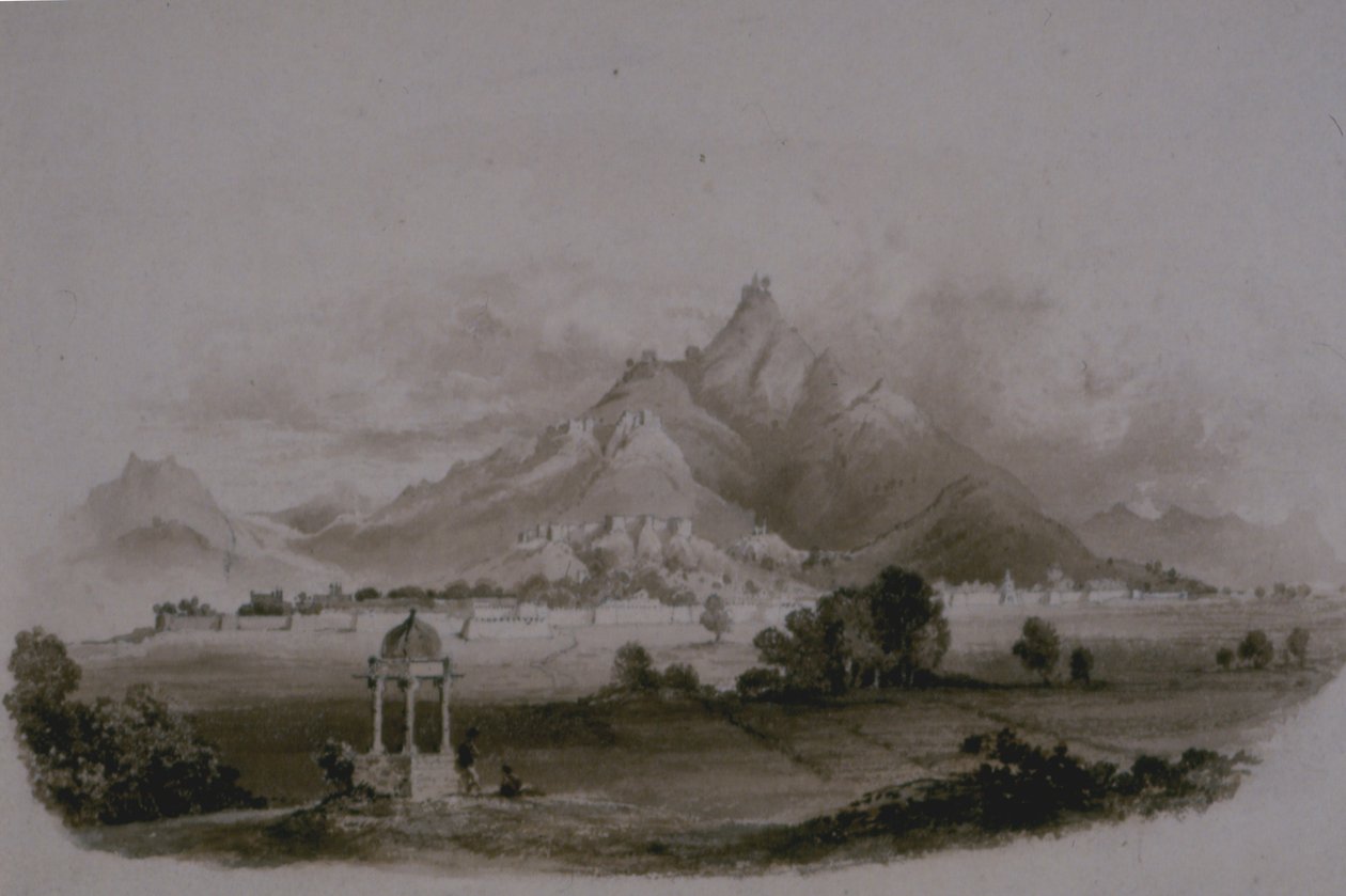 Saloombra (Salumbar, Udaipur State) (penna och tvätt på papper) av English School English School