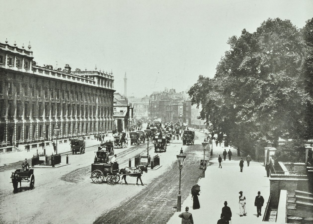 Whitehall, Westminster LB: ser norrut, 1890 av English Photographer
