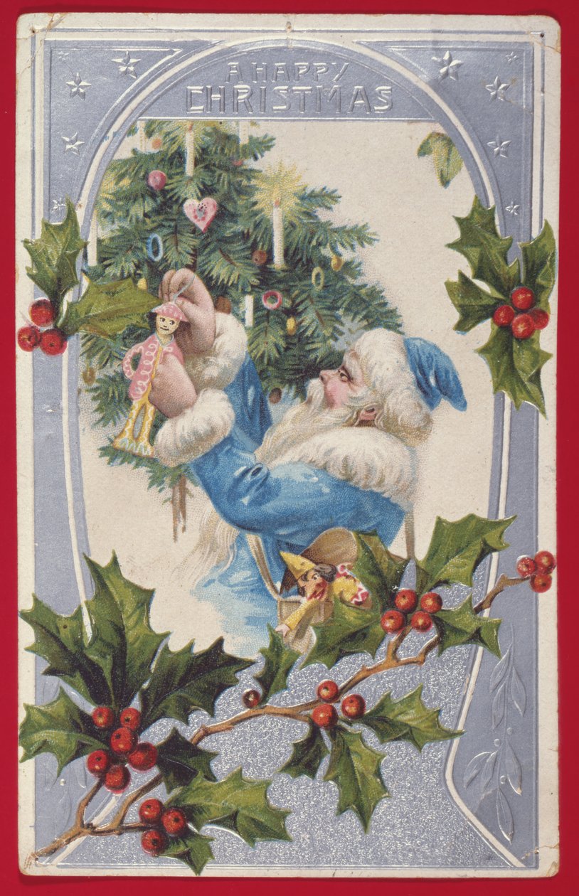 "A Happy Christmas", viktorianskt kort (chromolitho) av English School