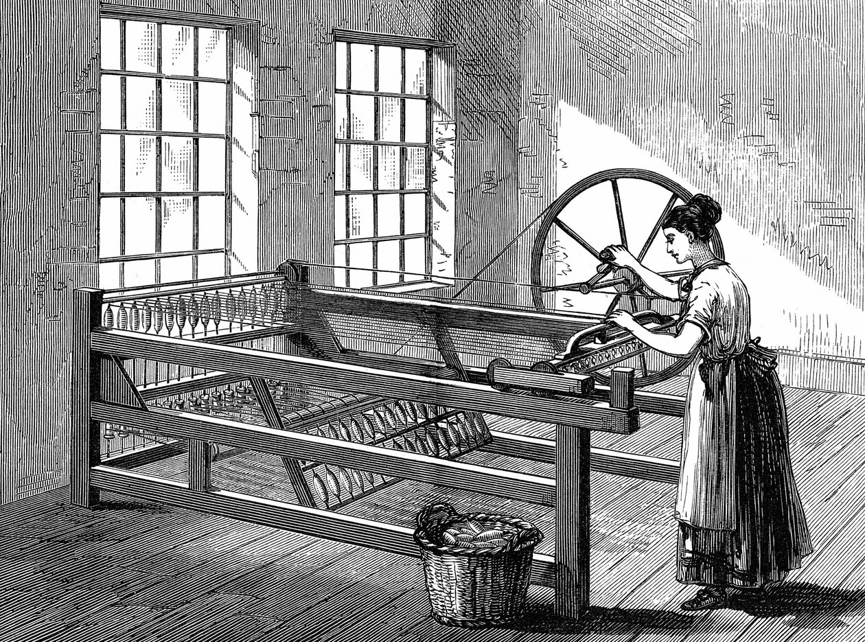 En snurrande Jenny, ca 1880 (trägravyr) av English School
