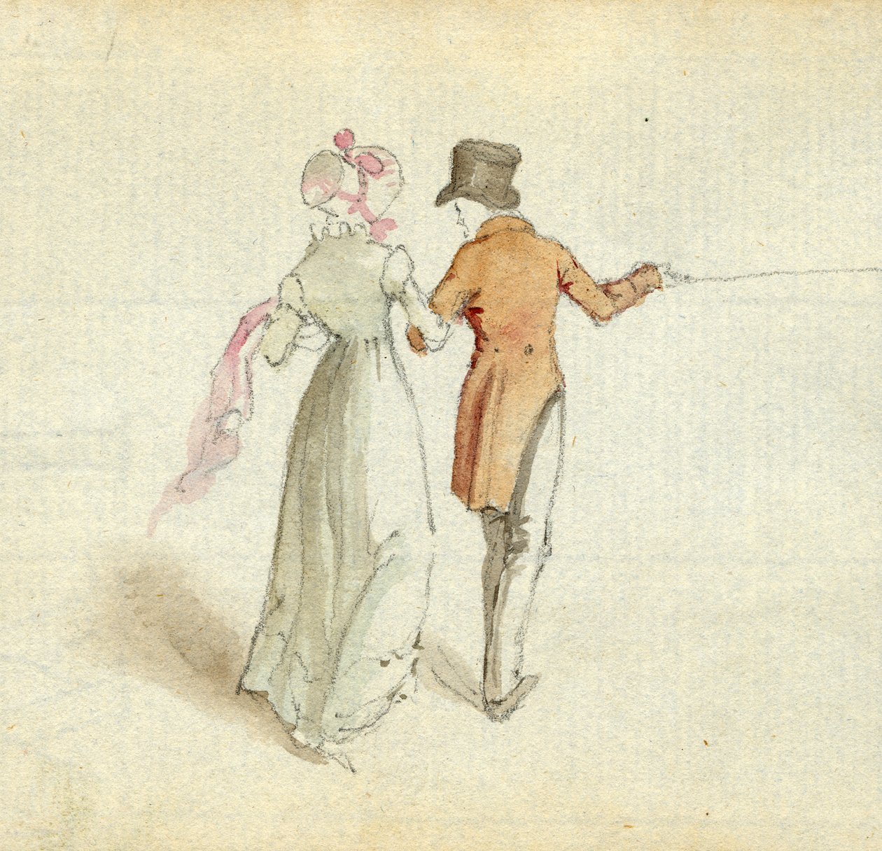 Ett par promenader, ca 1825 (wc på papper) av English School