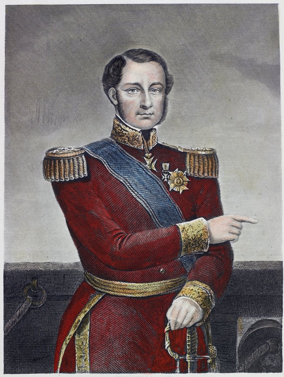 Amiral Hamelin (färgad gravyr) av English School