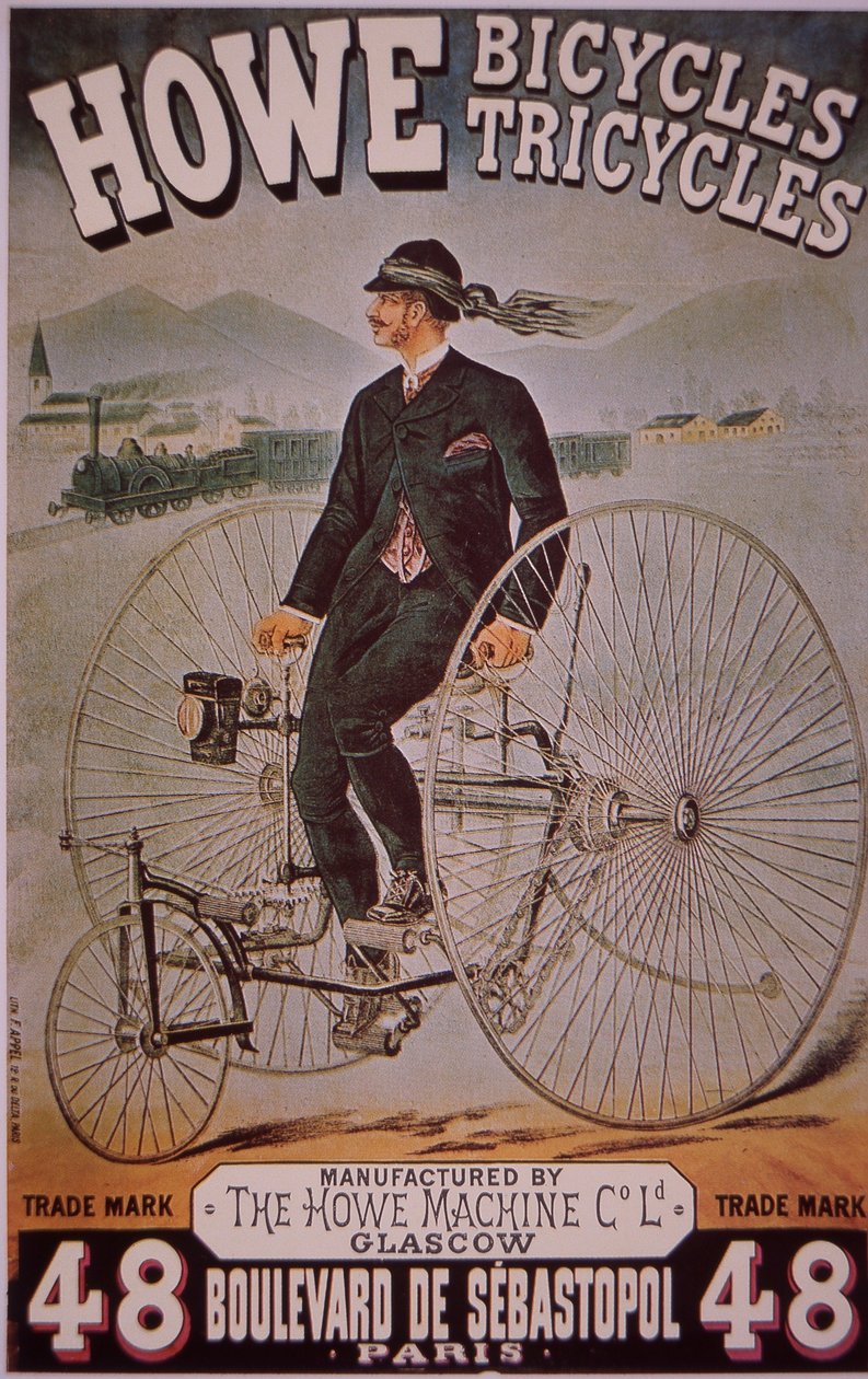 Annons för Howe-cyklar (litho i färg) av English School