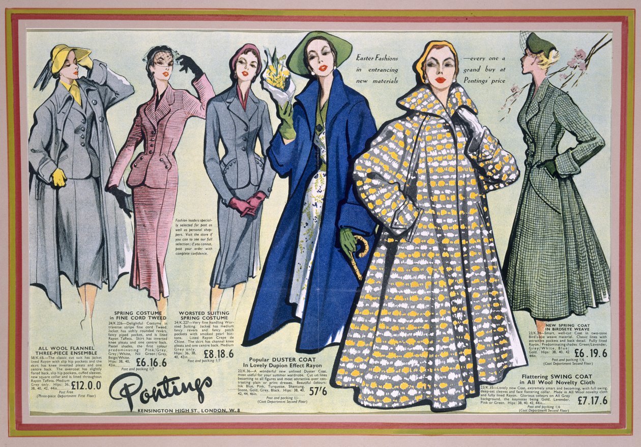 Annons för Pontings Spring Collection, 1950-talet av English School