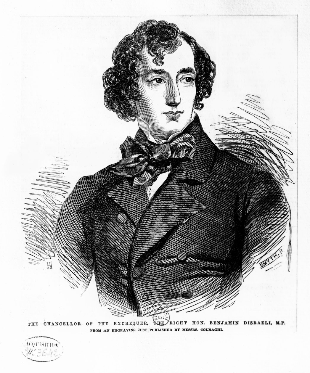 Benjamin Disraeli, ca 1837 (gravyr) av English School