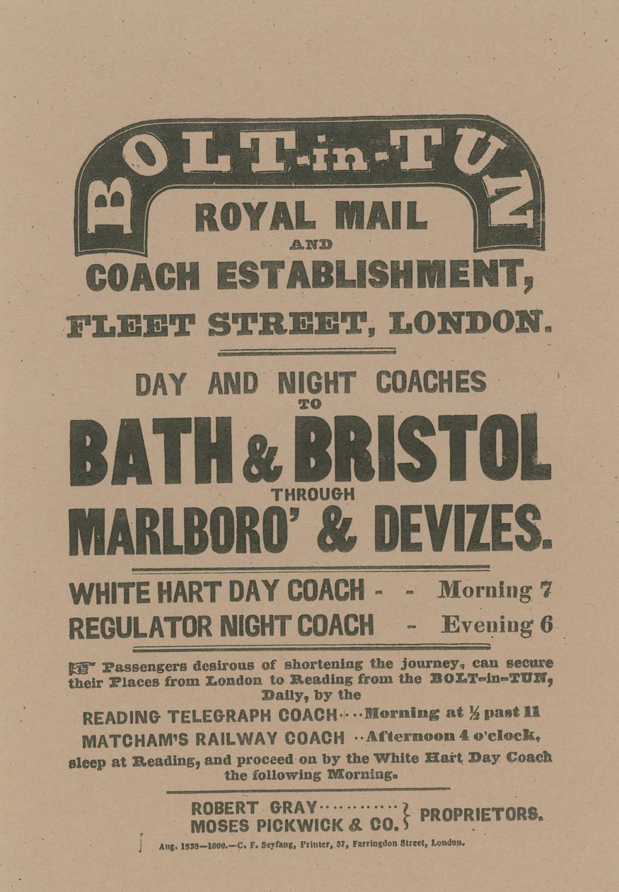 Bolt-in-Tun Royal Mail and Coach Etablissement av English School