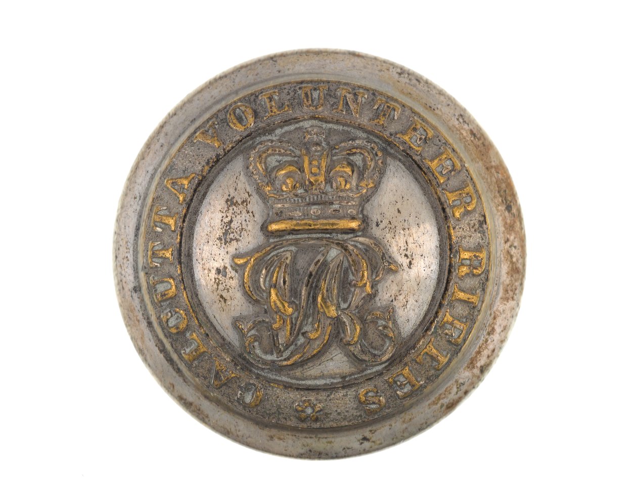 Button, Calcutta volontärgevär, före 1901 av English School