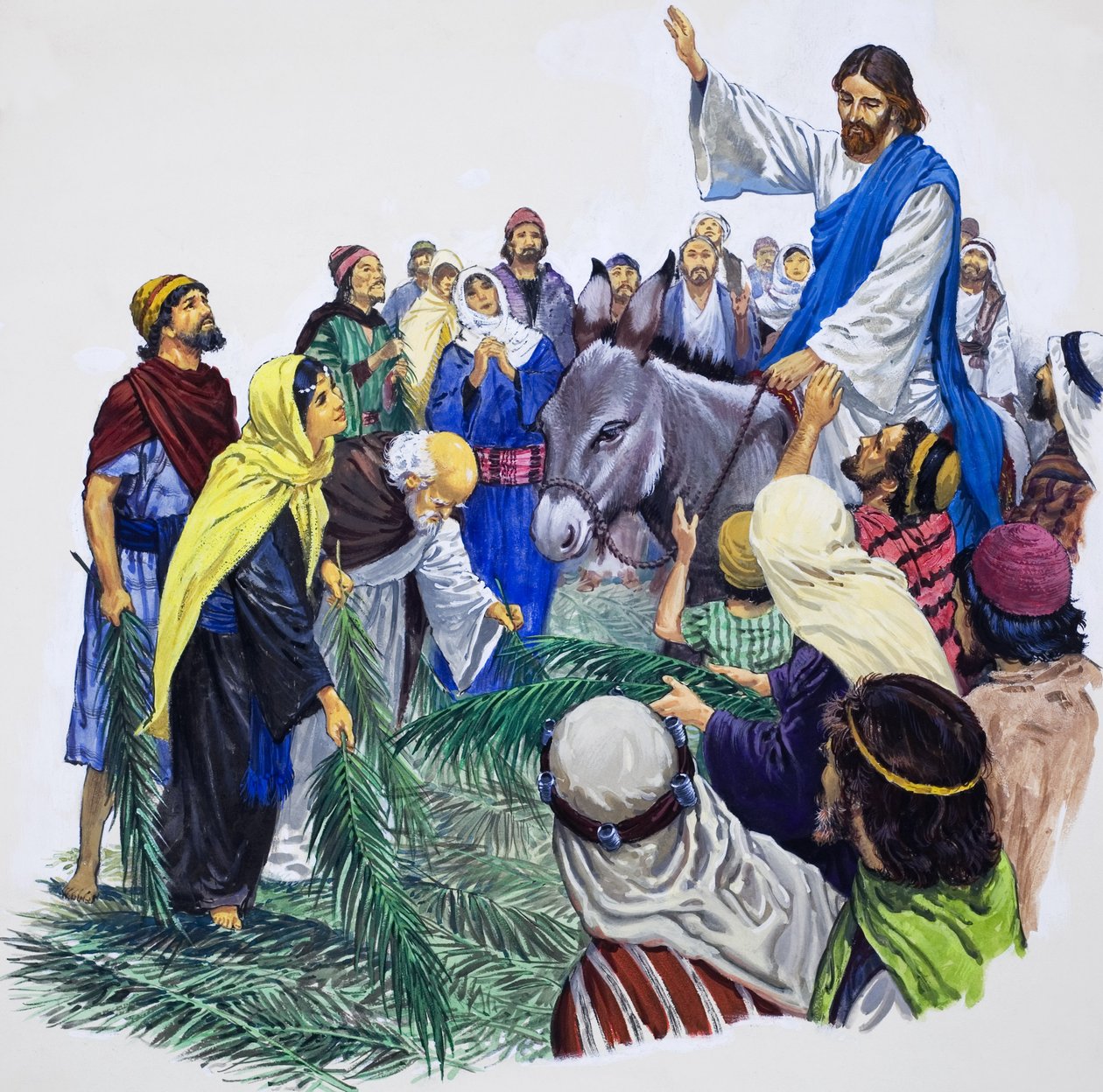 Kristus på väg in i Jerusalem (gouache på papper) av English School