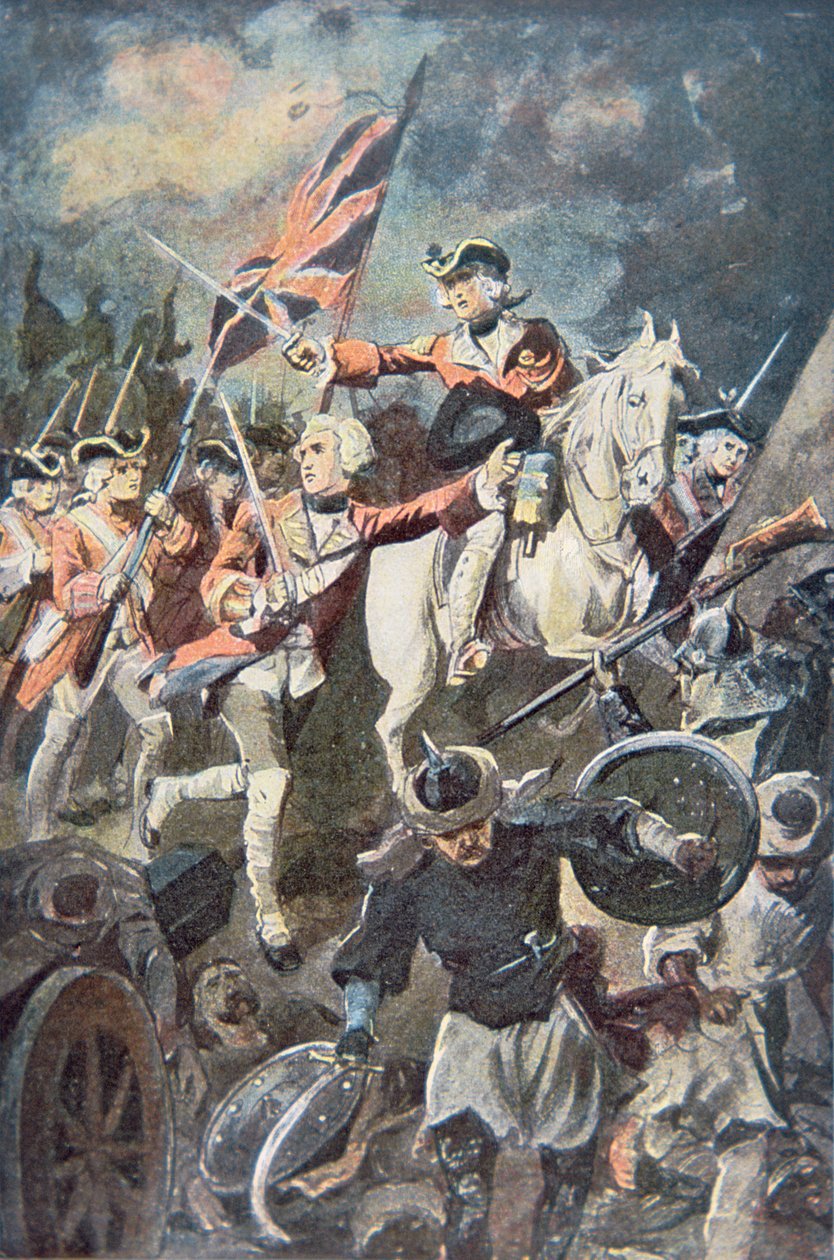 Clive at Plassey (färg litho) av English School