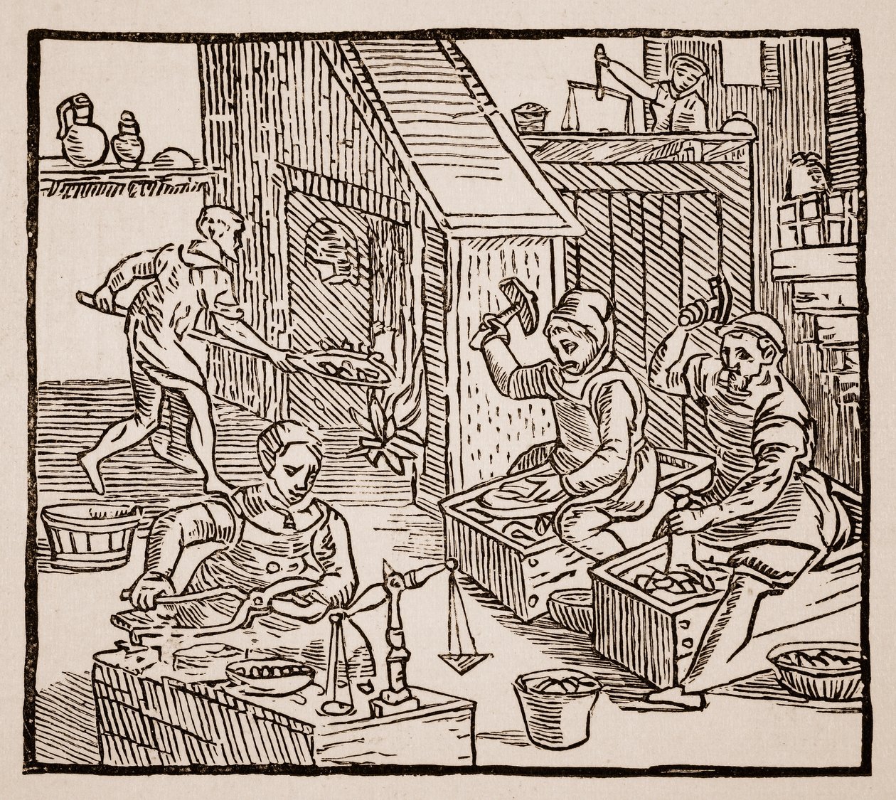Coiners at Work, 1577 (sepiafoto) av English School