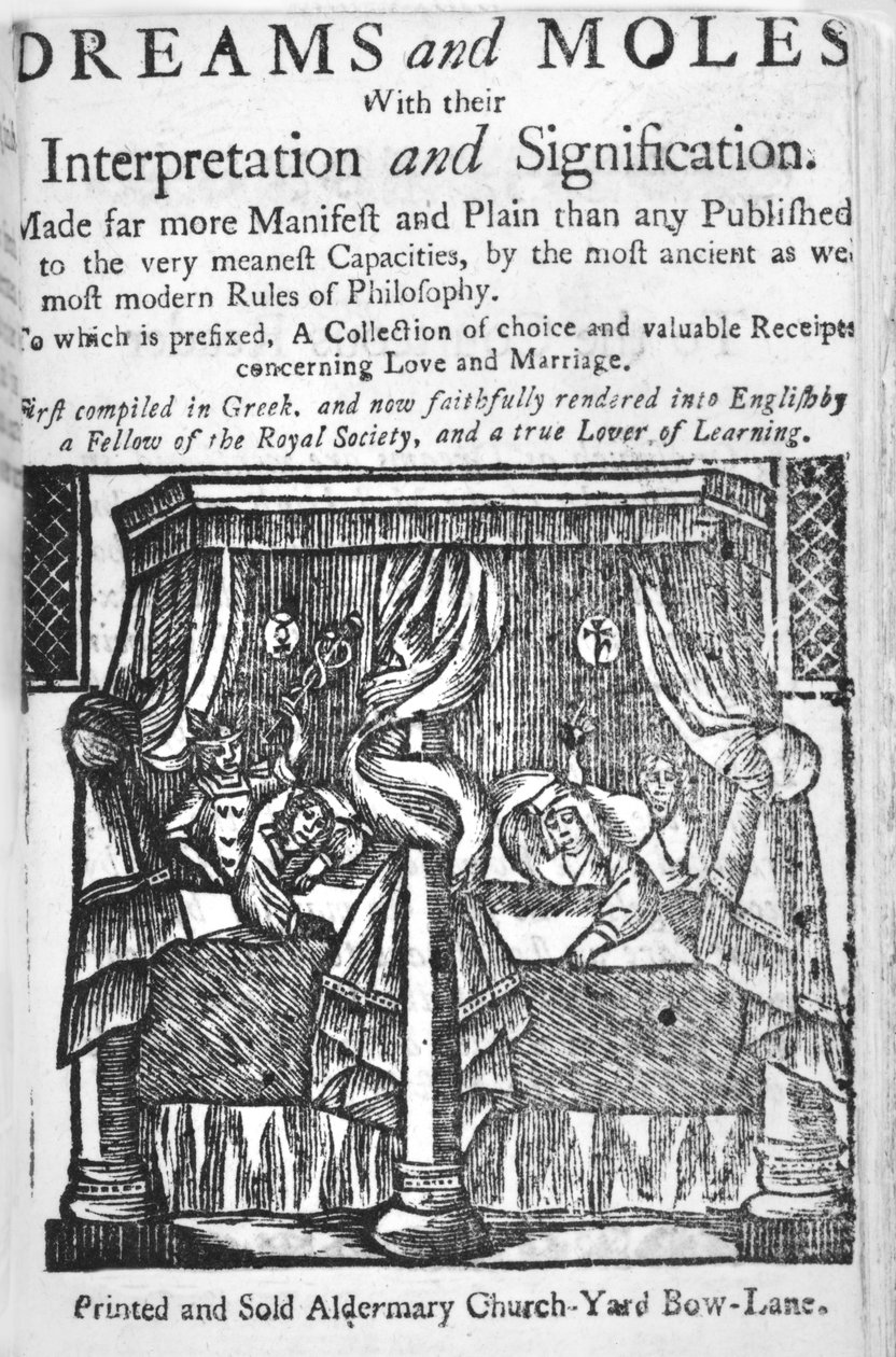 Drömmar och mullvadar, titelblad, ca 1750 (träsnitt) av English School