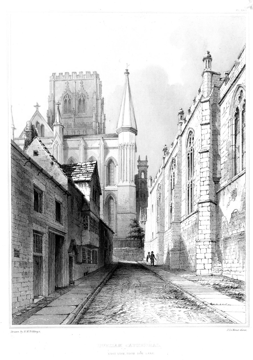 Durham Cathedral, East view från Bow Lane av English School