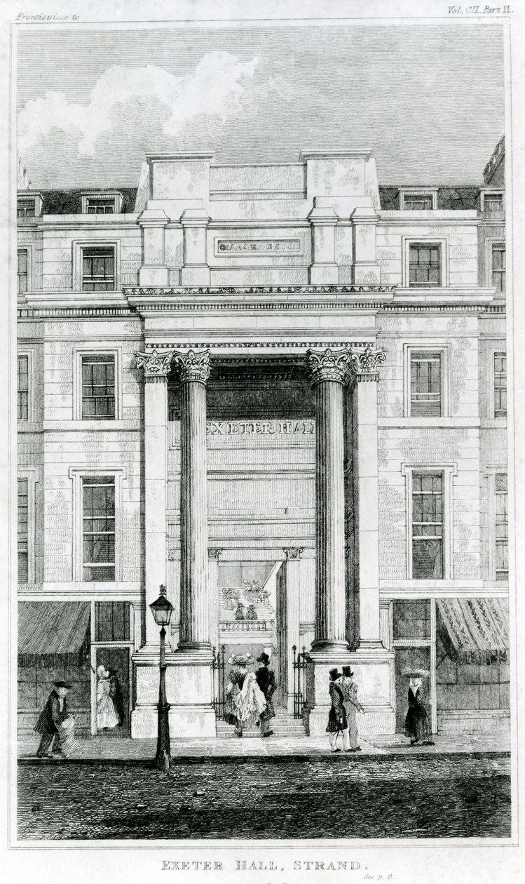 Exeter Hall, Strand, London från Gentlemans Magazine av English School