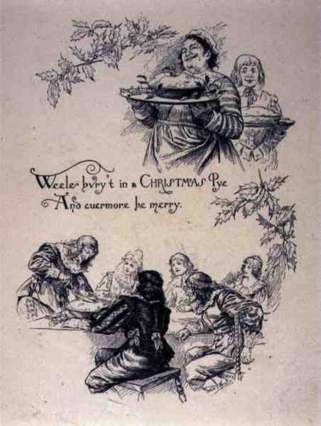 Julscen i jakobinsk stil (litho) av English School