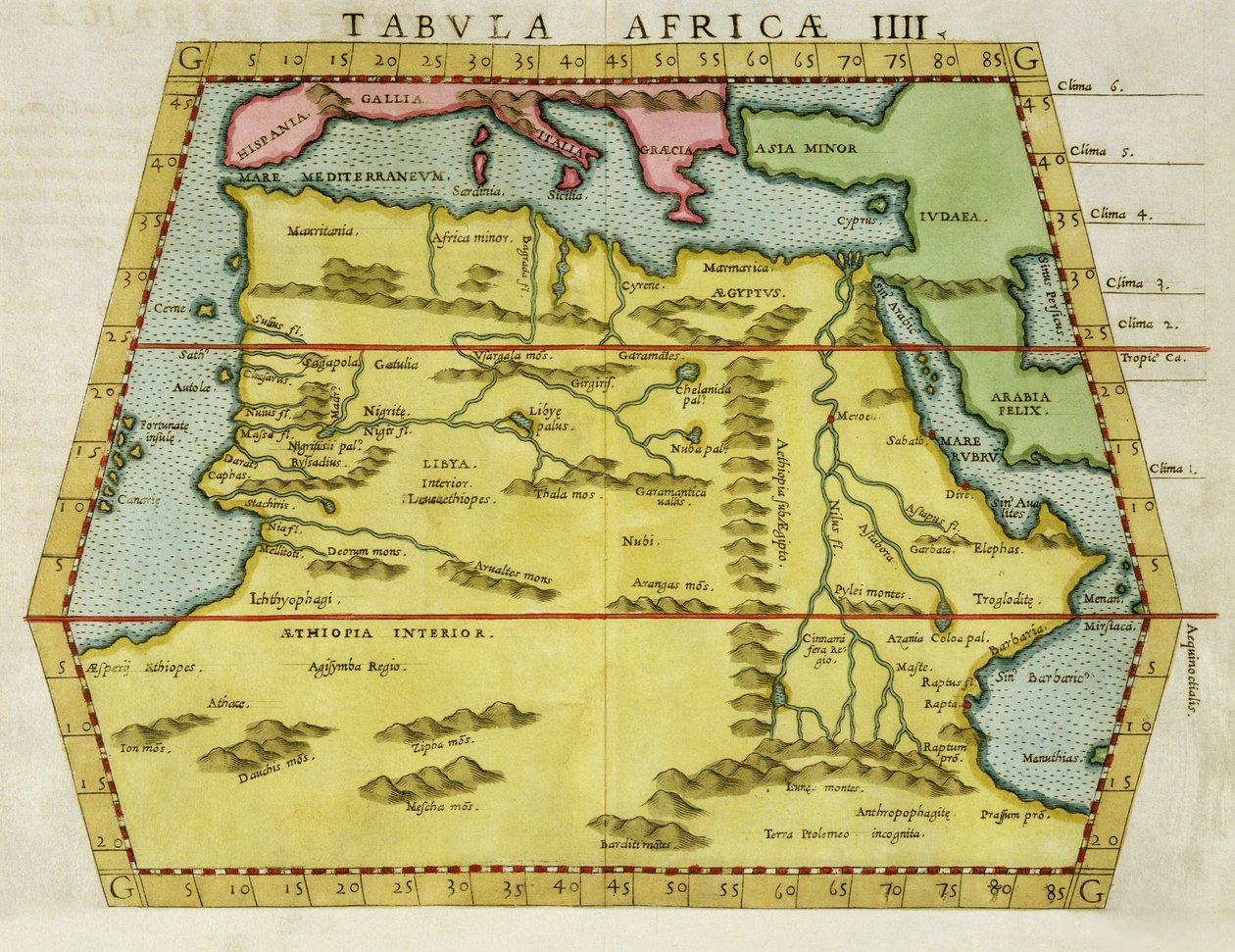 Karta över Nordafrika, ca 1580-talet av English School