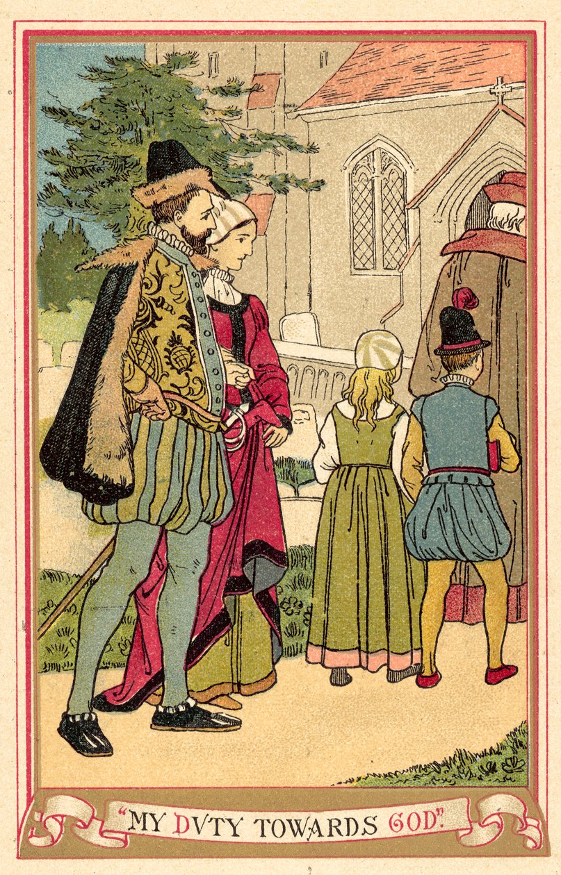 Min plikt mot Gud (färglitografi) av English School