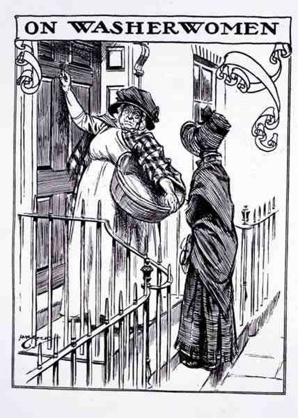 On Washerwomen (litho) av English School