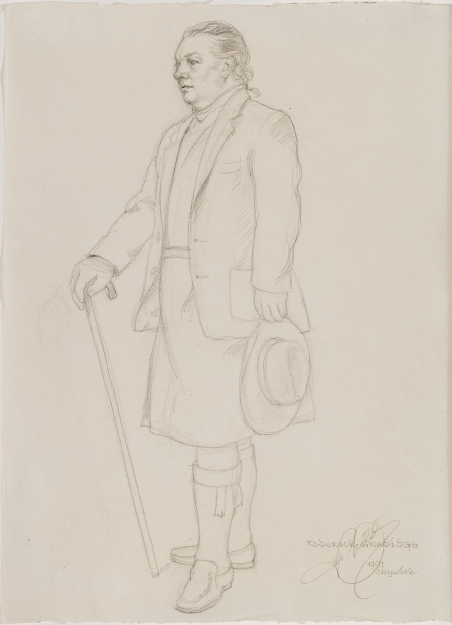 Porträtt av Roderick Gradidge, ca 1987 av English School