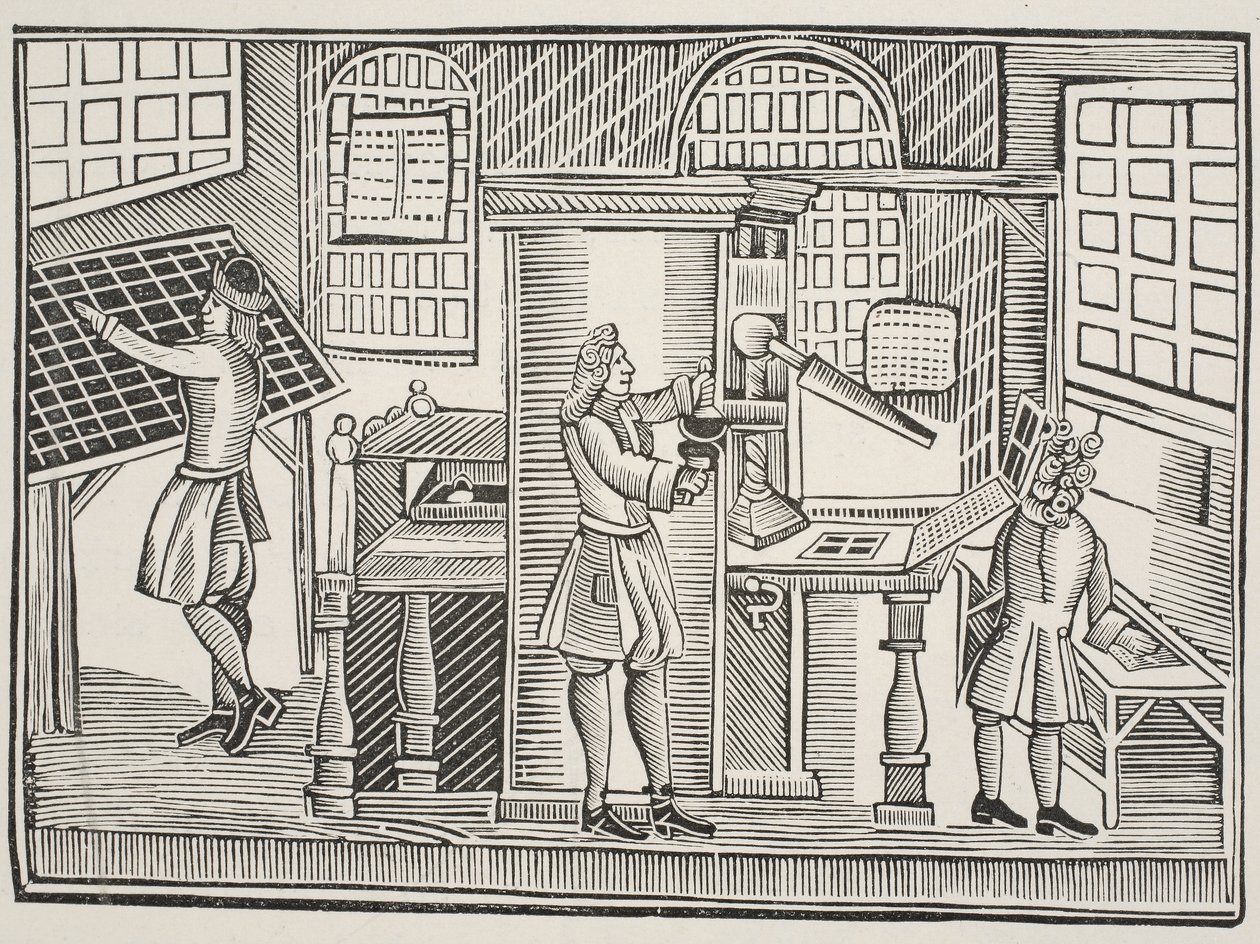 Tryckeri, c.1710 av English School