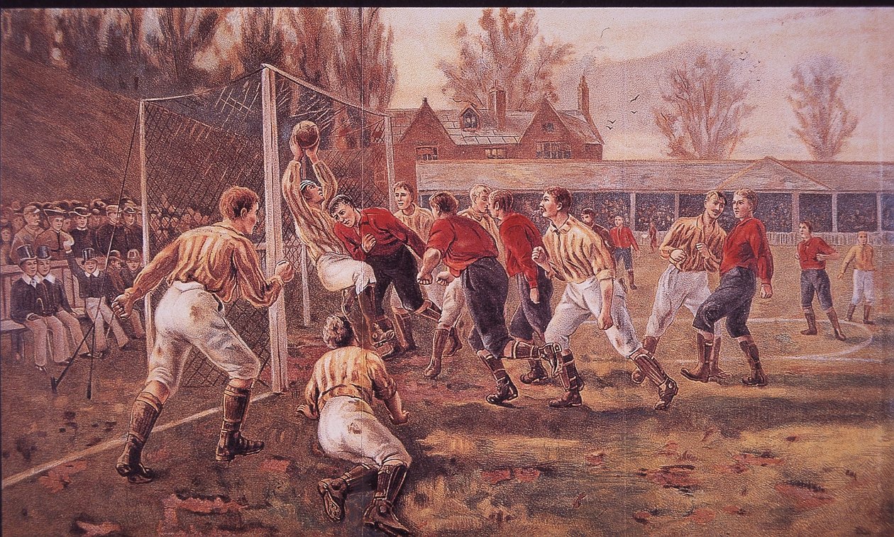 Offentliga skolpojkar som spelar fotboll av English School