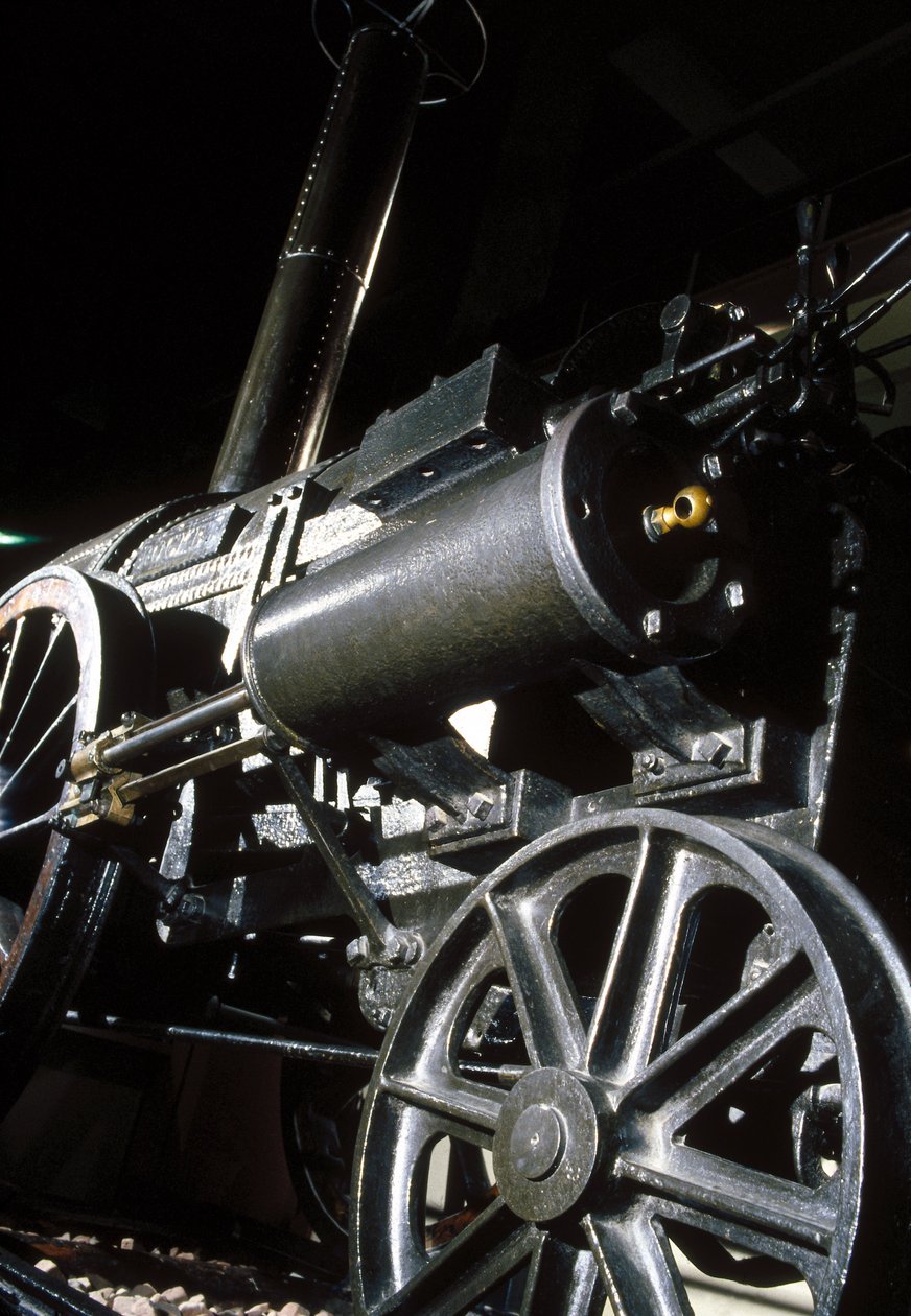 Remains of Stephensons Rocket, 1829 (metall) (detalj) av English School