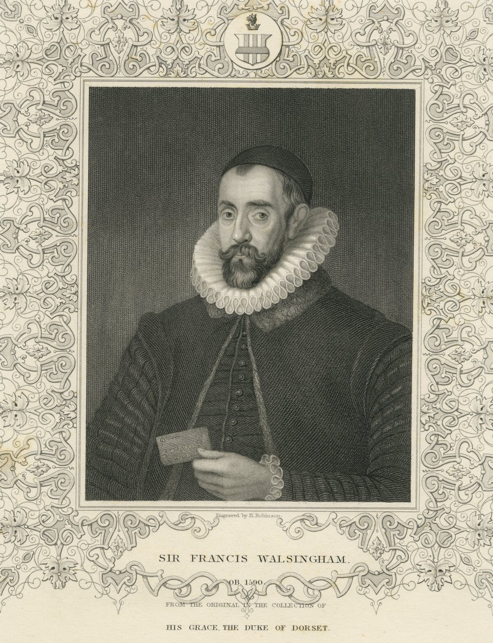 Sir Francis Walsingham (gravyr) av English School